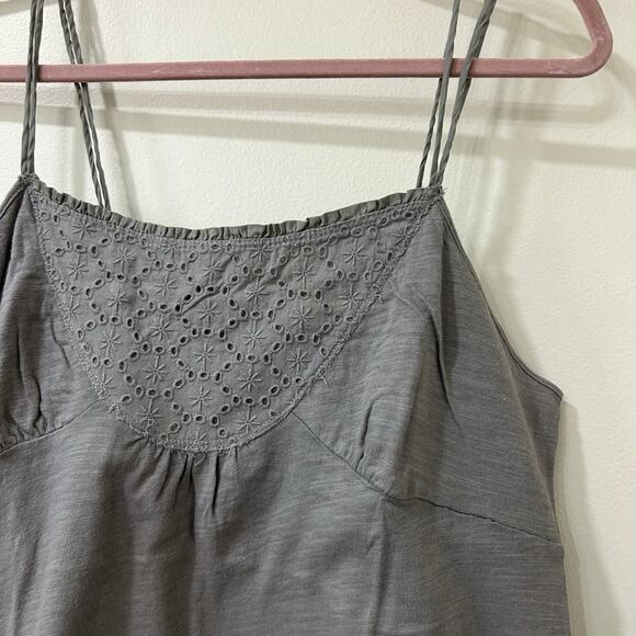 American Eagle Women Sz Large Gray Eyelet Babydoll Cami Tank Top Y2K Preppy - Picture 3 of 6